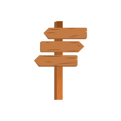Three-way wooden signboard-flat Design navigation, decision and Road illustration