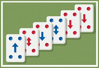 Stacked cards with up and down arrows