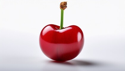 Single Ripe Cherry Against White 1