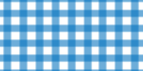 blue and white gingham seamless pattern. Checkered texture for picnic blanket, tablecloth, plaid, clothes. Italian style overlay, fabric geometric background, retro textile design.