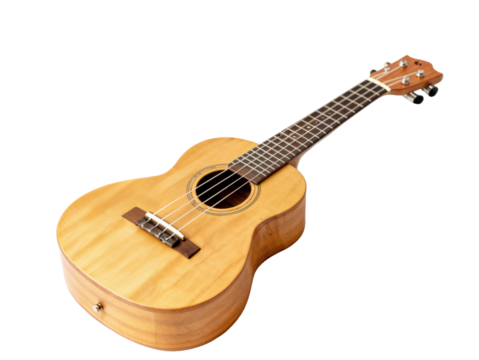 Elegant close up featuring the exquisite details of a ukulele against a simple setting