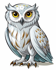 White Owl ,full body , real print Style, white background	