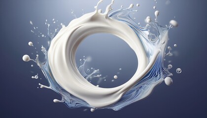 circle milk yougurt or cream wave flow splash
