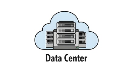 Animated cloud server and data center icons representing cloud computing, storage, and technology infrastructure for IT and business use.