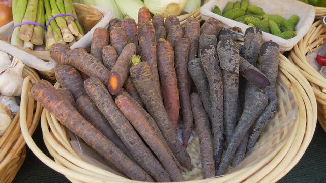 Provence Market with Fresh Purple Carrots
