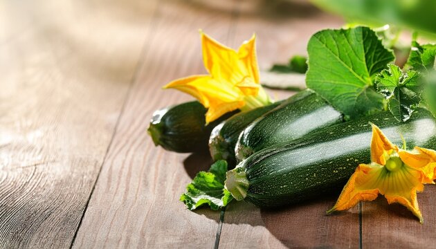 fresh courgettes growing in garden