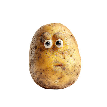 A potato with googly eyes isolated on transparent background.