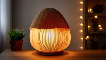 minimalist mushroom shaped lamp with warm glow for cozy decor