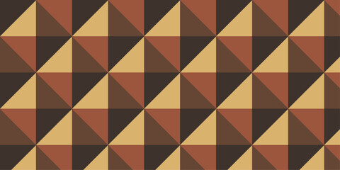 Abstract brown geometric cube wall creative concept triangle overlap square technology background. vector digital cubes fabric and wallpaper grid block texture background.	