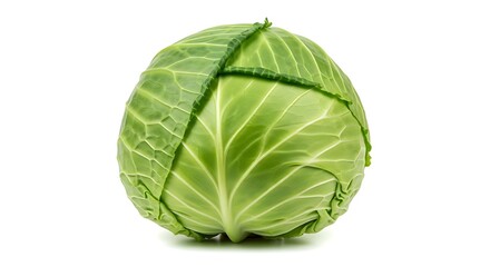 Naklejka premium Isolated fresh green cabbage vegetable healthy eating ingredient on white background photo