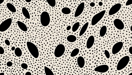 Abstract Black and White Pattern: Organic Shapes on Cream Background