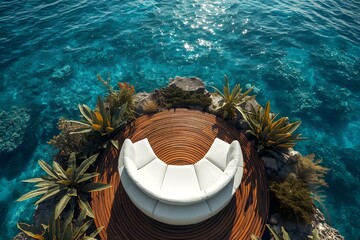 A place made for viewing coral reefs and relaxing at a resort.