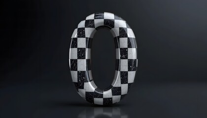 Checkered Marble Zero: Abstract 3D Rendering on Dark Background, Glossy Finish
