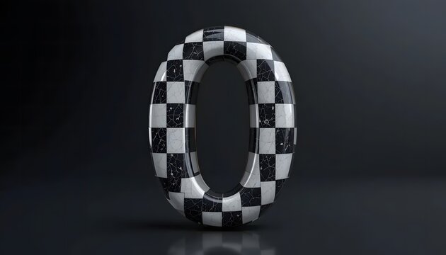 Checkered Marble Zero: Abstract 3D Rendering on Dark Background, Glossy Finish
