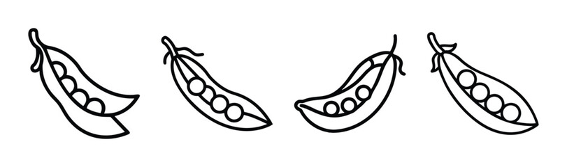 Fototapeta premium Green peas in pod vector illustration simple icon food vegetable