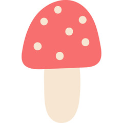 Hand Drawn Red Mushroom With White Spots On A Transparent Background Cute Doodle Style Woodland Element
