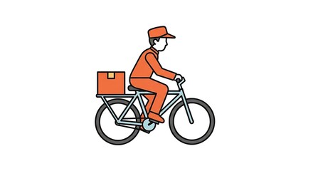 Obraz premium Delivery courier service on bicycle vector illustration for fast shipping and logistics
