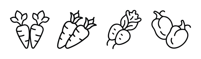 Diverse fresh vegetables collection flat illustration vector graphic