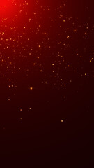 christmas and new year golden glitter stars and bokeh lights on red,light ray with shiny and glowing gold particles vertical social media background