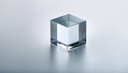 A Clear Cube Sits On A White Surface