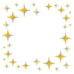 Transparent Golden Star Burst Frame Illustration Decorative Sparkles for Design Elements & Backgrounds
