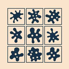 Minimalist Vector SVG Pattern of Abstract Splash Shapes with Geometric Style in Dark Blue