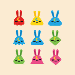 Cute Bunny Moon Vector SVG Illustration with Flat Geometric Style and Bright Colors for Kids Digital Content