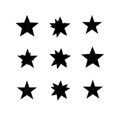 Minimalist Vector SVG Icon Set with Star Shapes in Black Flat Design for Digital and Web Use