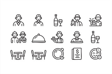 Black and white outline icons for culinary, catering, and hospitality branding