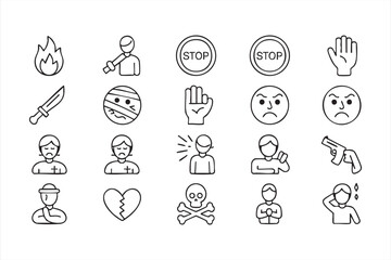 Black and white vector set of alert and caution symbols for safety illustration use