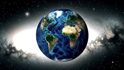 The blue marble: Our planet Earth, a vibrant sphere of life in the black expanse of the universe with its moon and brilliant sun - Powered by Adobe