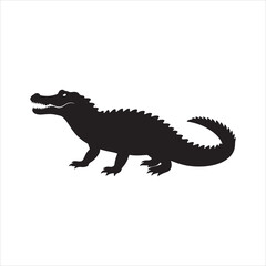  Black and white alligator or crocodile silhouette illustration
