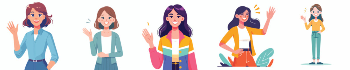 vector of a woman waving hand saying hello © My_Vector