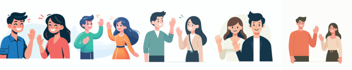 vector half body man and woman gesture say hello © My_Vector