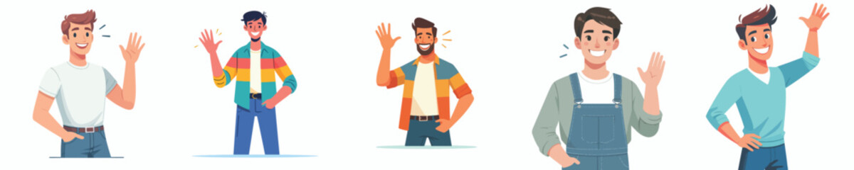 vector half body of a man waving hand saying hello © Andi