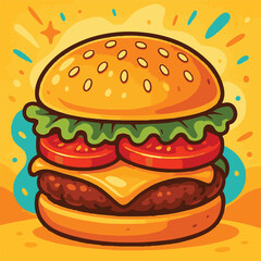cartoon vector image of hamburger