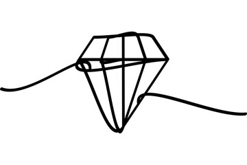 Diamond gemstone illustration with continuous line design. Attractive abstract line art design.