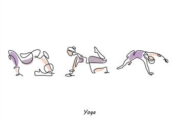 Continuous Line Art Yoga Poses. line icon-continuous line drawing. Editable stroke.
