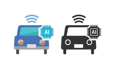 AIと車の連携を表すスマートカーのイラスト