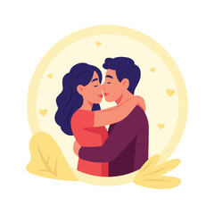 Well designed flat illustration of couple embracing with love and closeness