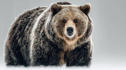 Obraz premium A Majestic Grizzly Bear Stands Front and Center in a Studio Portrait.