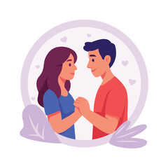 Happy lovers holding hands, showing trust and love, flat illustration