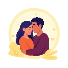 Happy lovers holding hands, showing trust and love, flat illustration