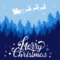 Winter merry christmas illustration background. Beautiful Merry Christmas banner design template. Vector illustration