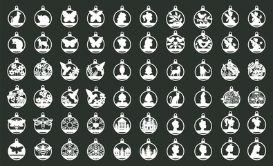 Christmas Ornament Silhouette. Vector Set illustrations.