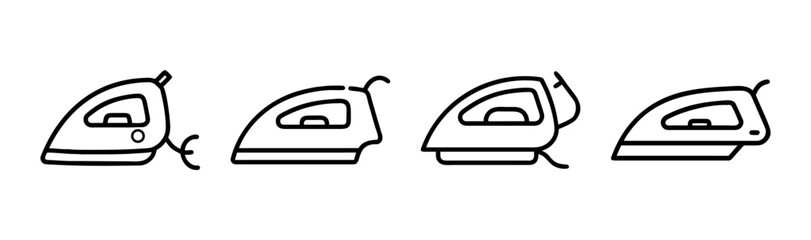 Laundry appliance electric iron outline icon set