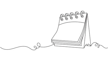 Single line drawing illustration of a calendar planning on white background