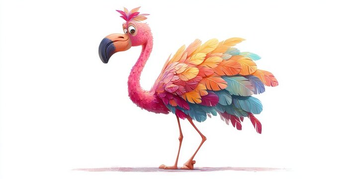Flamingo’s Playful Pose: a charming flamingo, a vibrant display of plumage stands elegantly, capturing a whimsical essence and a burst of color.