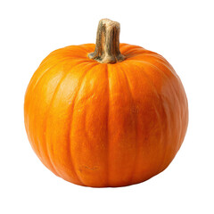 Obraz premium A single bright orange pumpkin with a sturdy stem isolated on a simple black backdrop