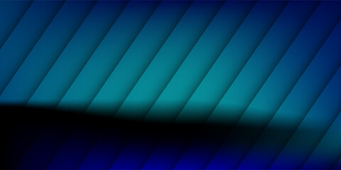 Obraz premium Black and blue glowing ribbed vector abstract background.